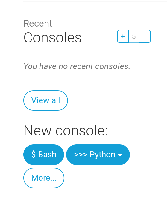 Η ενότητα 'New Console' στο PythonAnywhere με ένα κουμπί για το 'bash'